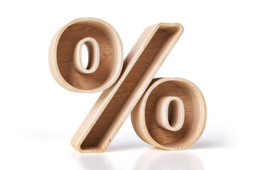 Percent sign made of wood planks, nice for sustainable and ecological products or diy sales concepts. High quality 3D rendering.