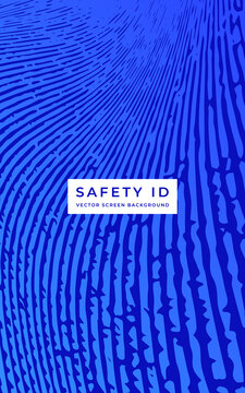 Futuristic abstract blue background. Vector linear texture of security app design. Safety fingerprint concept. Gradient grid for app screen, web banner. Hi-tech line pattern. Striped textured backdrop