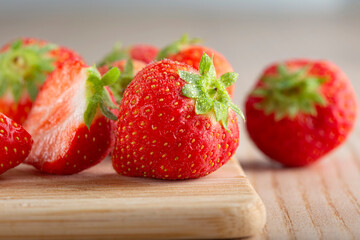 Fresh strawberries with water drops