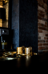 golden retro coffee cups