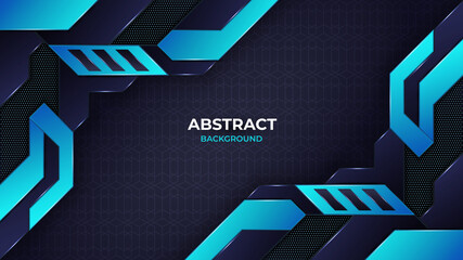 Modern futuristic black and blue gaming background with creative sports shapes. Abstract technology concept can use for sport poster, web, advertising, banner © akshazu