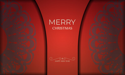 Festive Brochure Merry Christmas Red with winter burgundy ornament