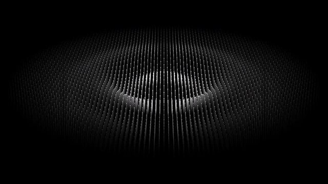 Dotted ripples on the surface. Radio wave abstract motion background. FUI, HUD. Seamless loop.