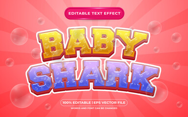 Baby shark editable text effect template style