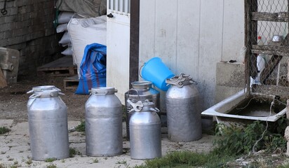 Milk Cans on a Dairy Farm in Central Italy