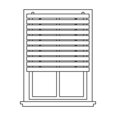 Window blind vector outline icon. Vector illustration jalousie on white background. Isolated outline illustration icon of window blind .