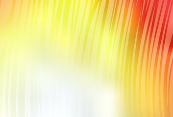 Light Red, Yellow vector backdrop with curved lines.
