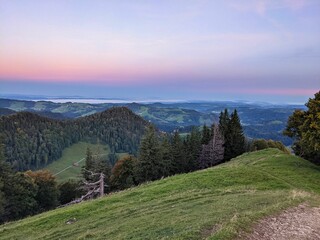Schnebelhorn, Fischenthal Swizterland. beautiful hike in the zurich oberland with a view of the mountains. autumn 