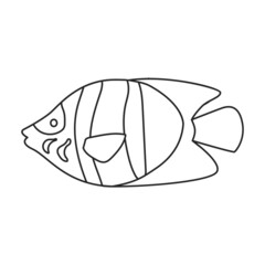 Tropical fish vector outline icon. Vector illustration exotic aunafish on white background. Isolated outline illustration icon of tropical fish .