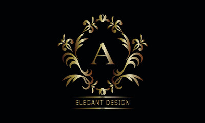 Vintage bronze logo with the letter A. Exquisite monogram, business sign, identity for a hotel, restaurant, jewelry.