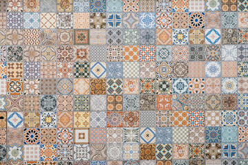 colorful tile pattern, patchwork design of portuguese tiles - - 460684656