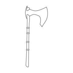 Axe of medieval vector outline icon. Vector illustration weapon ancient on white background. Isolated outline illustration icon axe of medieval .