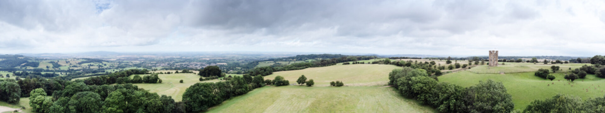 landscape image from the air of Broadway Tower