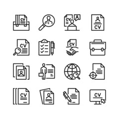 Job line icons. Set of outline symbols, simple graphic elements, modern linear style black pictograms collection. Vector line icons set