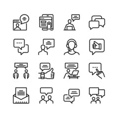 Message line icons. Set of outline symbols, simple graphic elements, modern linear style black pictograms collection. Vector line icons set