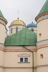 Fototapeta na wymiar The Holy Trinity Church of the Mezhiritsky Monastery is one of the monuments of Ukrainian architecture of the 15th-16th centuries. Holy Trinity Church was built immediately not as a parish, but as a m