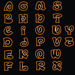 set of English alphabet Vector Illustration. Font style