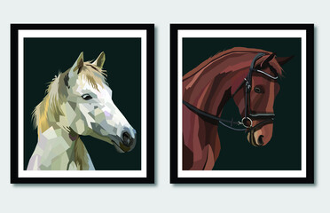 new collection horse pop art portrait in frame