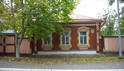 Kolomna, Russia - September 25 2021: The old Russian wooden House