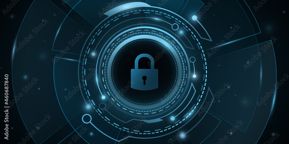 Poster network protection background design .digital hud ui with light effects. futuristic, sci fi user int