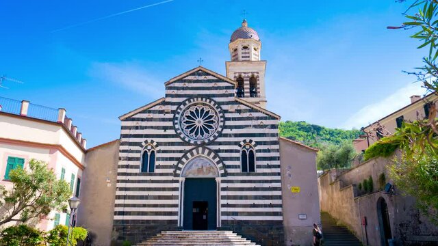 Levanto, La Spezia, IT - Levanto is town on the coast of Ligurian sea and included in the Cinque Terre National Park, the gateway to visit the Italian Riviera gems 4K CINEMATIC CAMERA RAW