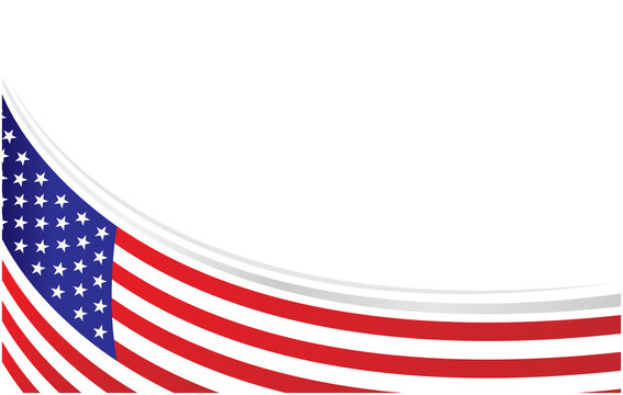 Abstract USA flag wave corner border frame with empty space for your text.	