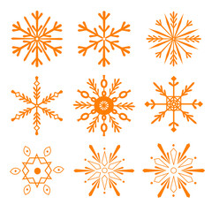 Vector illustration. A set of snowflakes for the new year