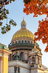 St. Isaac's Cathedral dome in autumn, Saint Petersburg, Russia