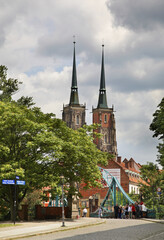Cathedral of St. John Baptist at Tumski island in Wroclaw. Poland