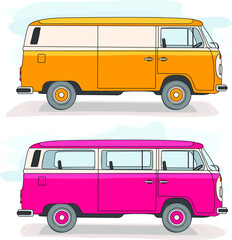 yellow and red vw buses isolated © Ilya