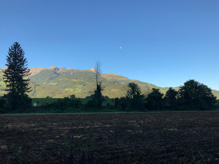 Obraz premium SCHAAN, LIECHTENSTEIN, SEPTEMBER 24, 2021 Morning mood in the alps