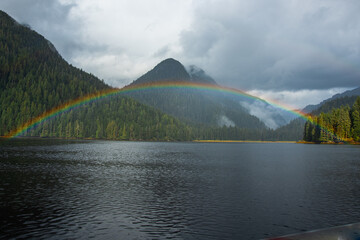 double rainbow in the mountains