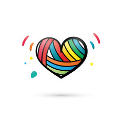 Colorfu ribbon heart isolated on white background - vector