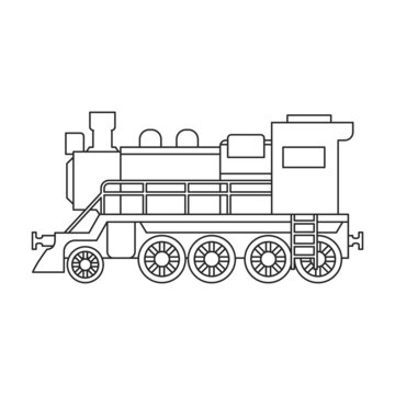 recommend clip art: Locomotive with wagon vector outline icon. Vector illustration railway train. on white background. Isolated outline illustration icon of locomotive and wagon .
