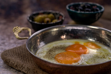 Organic, and fresh delicious traditional Turkish breakfast on table.