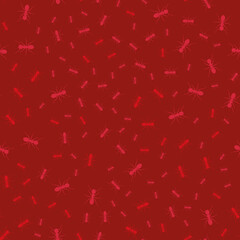 Beautiful patern ants on a red background. Vector image.