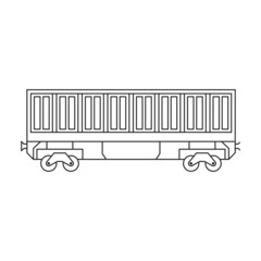 Locomotive with wagon vector outline icon. Vector illustration railway train. on white background. Isolated outline illustration icon of locomotive and wagon .