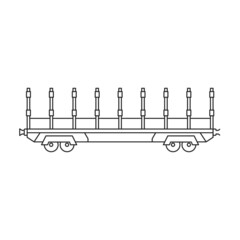 Locomotive with wagon vector outline icon. Vector illustration railway train. on white background. Isolated outline illustration icon of locomotive and wagon .