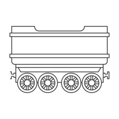 Locomotive with wagon vector outline icon. Vector illustration railway train. on white background. Isolated outline illustration icon of locomotive and wagon .