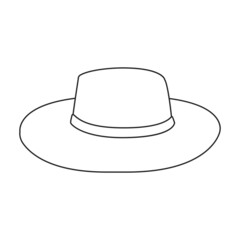 Summer hat vector outline icon. Vector illustration sun cap on white background. Isolated outline illustration icon of summer hat .