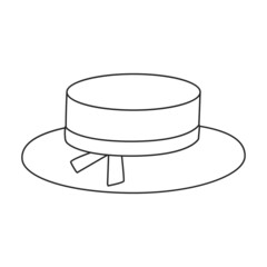 Summer hat vector outline icon. Vector illustration sun cap on white background. Isolated outline illustration icon of summer hat .