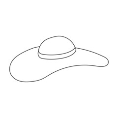 Summer hat vector outline icon. Vector illustration sun cap on white background. Isolated outline illustration icon of summer hat .