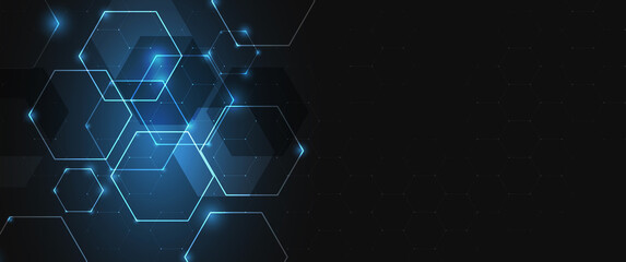 Abstract hexagon background. Technology poligonal design. Digital futuristic minimalism