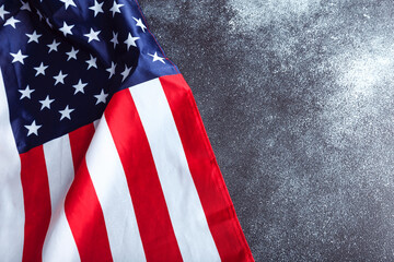 American flag on grunge background  - Image