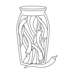 Pickled vegetables vector outline icon. Vector illustration can of chilli on white background. Isolated outline illustration icon of pickled vegetables.