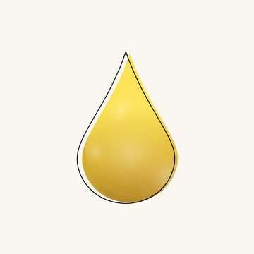 Golden Oil Drop Isolated On White Background. Olive Or Fuel Gold Oil Droplet Concept. Liquid Yellow And Black Sign. Vector.