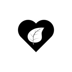 Leaf in heart icon charity set