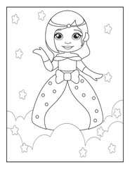 Princess Coloring Book Pages for Kids. Coloring book for children. Princess.