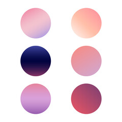 Set of colorful gradient circles. Gradient sphere buttons. Vector illustration.