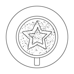 Top view of coffee vector outline icon. Vector illustration coffee cap on white background. Isolated outline illustration icon of top view of coffee .